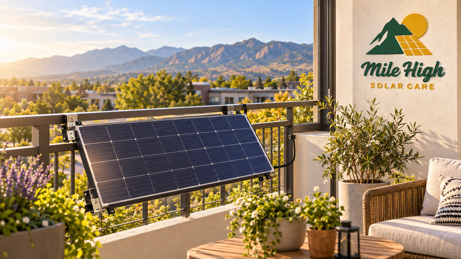 Plug-in solar panel on an apartment balcony — check UL 3700 certification before buying.